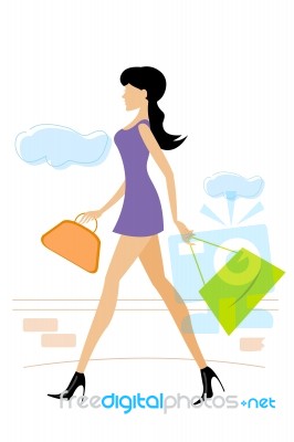 Lady With Shopping Bag Stock Image