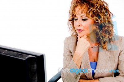 Lady Working In Her Office Stock Photo