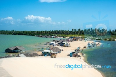 Lagoon Tatajuba From Above In Brazil Stock Photo