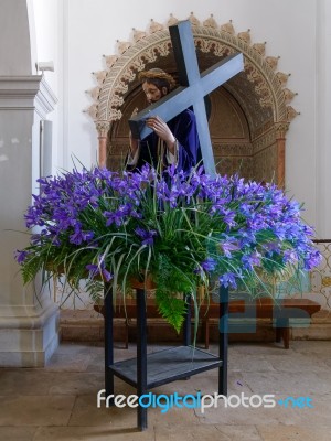 Lagos, Algarve/portugal - March 5 : Christ Surrounded By Blue Ir… Stock Photo