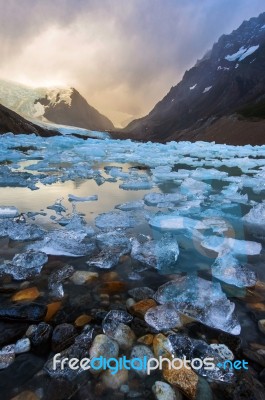 Laguna Torre With Ice Stock Photo