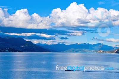 Lake Maggiore And Swiss Alps Stock Photo