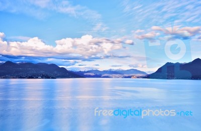 Lake Maggiore And Swiss Alps Stock Photo