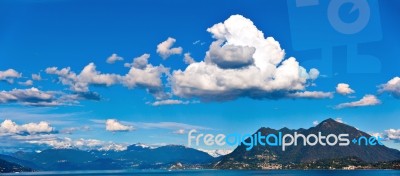 Lake Maggiore And Swiss Alps Stock Photo