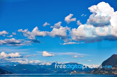 Lake Maggiore And Swiss Alps Stock Photo