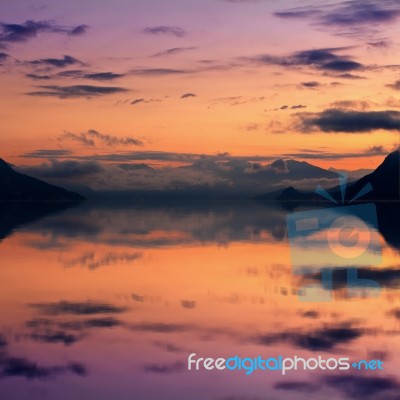 Lake Maggiore And Swiss Alps Stock Photo