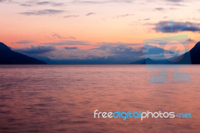 Lake Maggiore And Swiss Alps Stock Photo