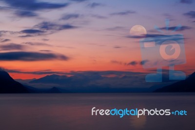 Lake Maggiore And Swiss Alps Stock Photo