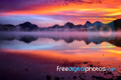 Lake Mcdonald Near Apgar Stock Photo