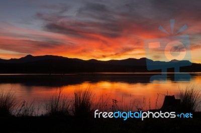 Lake Moogerah In Queensland With Beautiful Clouds At Sunset Stock Photo