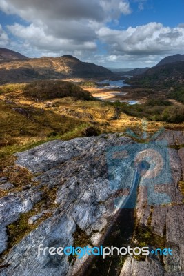 Lakes And Mountains In Wilderness Area Stock Photo