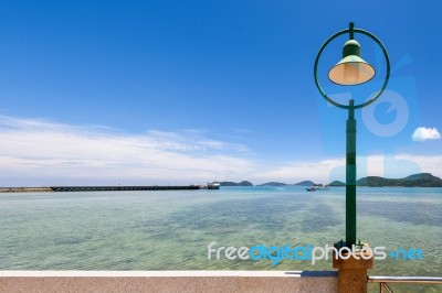 Lamp At Sea Viewpoint In Panwa Cape, Phuket, Thailand Stock Photo