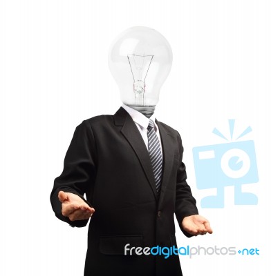 Lamp Head Businessman Hand Outstretched Forward Stock Image