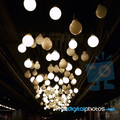 Lamps Decorated On Ceiling Stock Photo