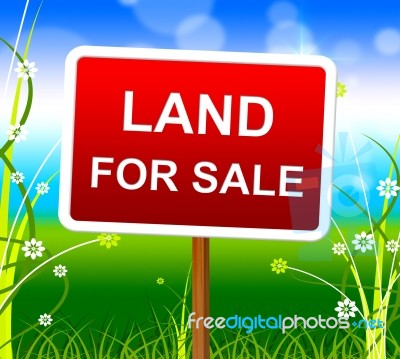 Land For Sale Shows Real Estate Agent And Selling Stock Image