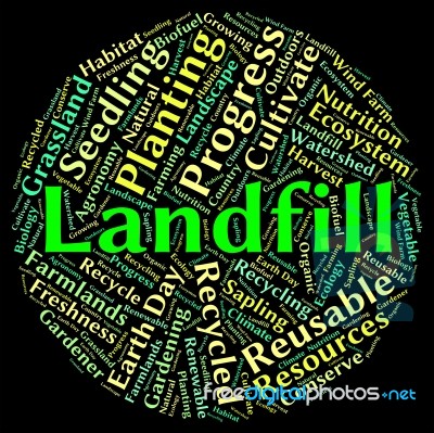 Landfill Word Representing Refuse Heap And Dispose Stock Image