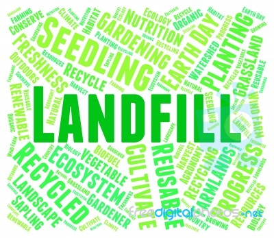 Landfill Word Represents Waste Management And Disposal Stock Image