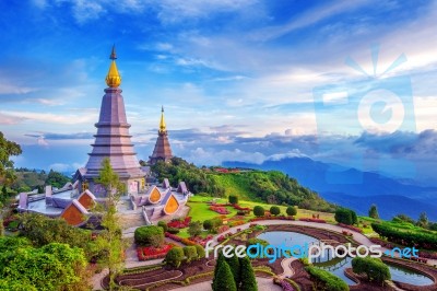 Landmark Pagoda In Doi Inthanon National Park At Chiang Mai, Thailand Stock Photo