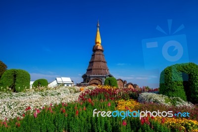 Landmark Pagoda In Doi Inthanon National Park At Chiang Mai, Thailand Stock Photo