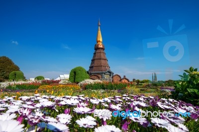 Landmark Pagoda In Doi Inthanon National Park At Chiang Mai, Thailand Stock Photo