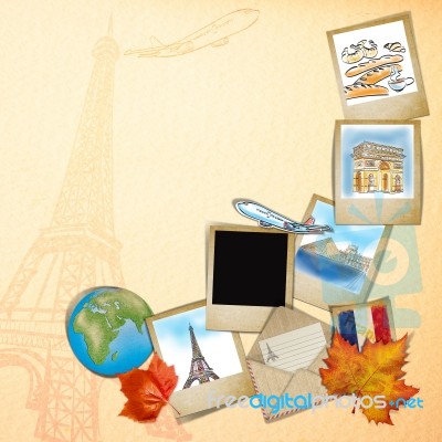 Landmarks Of France In Photo Frames Stock Image