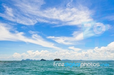 Landscape Blue Sky And Ocean Stock Photo