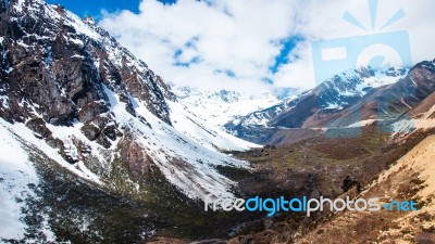 Landscape Chopta Valley On Sikkim Stock Photo