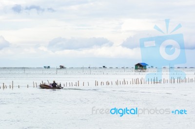 Landscape Fishing Cottage In Sea  Stock Photo