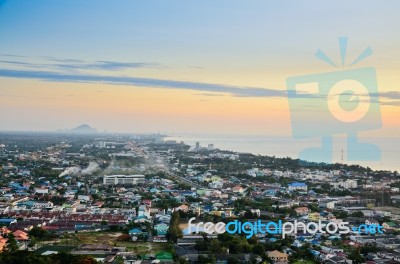 Landscape Hua Hin City At Sunrise Stock Photo