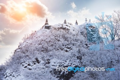 Landscape In Winter,guemosan In Korea Stock Photo