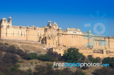 Landscape Of Amber Fort In Jaipur Stock Photo