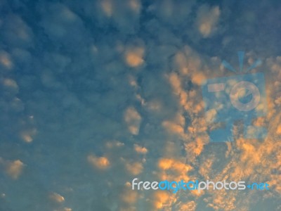 Landscape Of Beautiful Sky And Blue Sky And Yellow Sky Stock Photo