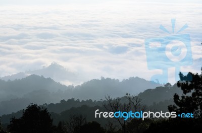 Landscape Of Cloud Above Cordillera In The Morning Stock Photo