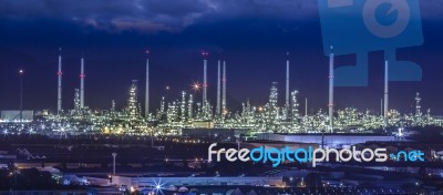 Landscape Of Oil Refinery Industry Stock Photo