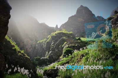 Landscape Of Santa Antao Island In Cape Verde Stock Photo