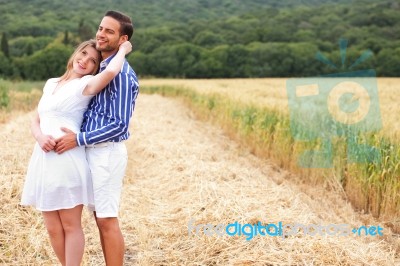 Landscape Picture Of A Young Couple Stock Photo