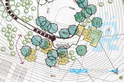 Landscape Site Analysis Plan Stock Photo