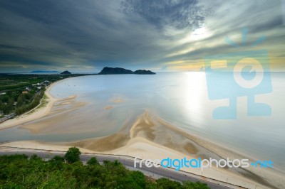 Landscape Sunrise View Of Ao Manao Beach In Thailand Stock Photo