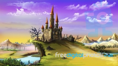 Landscape With A Magic Castle Stock Image