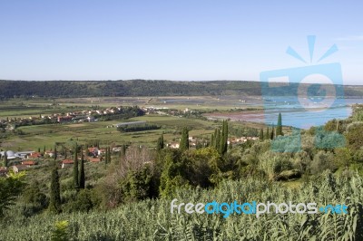 Landscape,overlooking  The Salt Pans Stock Photo