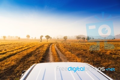 Lanscape Beautiful Sunrise Mountain And Foggy In Thailand Stock Photo