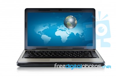 Laptop And Globe Concept Stock Photo