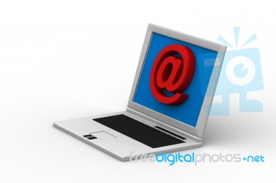 Laptop And Mail Sign Stock Image