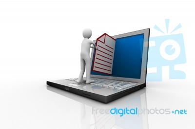 Laptop And Man Stock Image