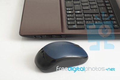 Laptop And Mouse Stock Photo