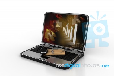 Laptop And Mousetrap Stock Image