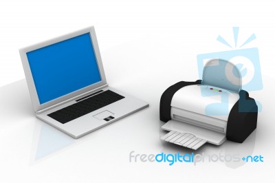 Laptop And Printer Stock Image