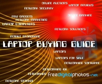 Laptop Buying Guide Showing Management Advise And Online Stock Image