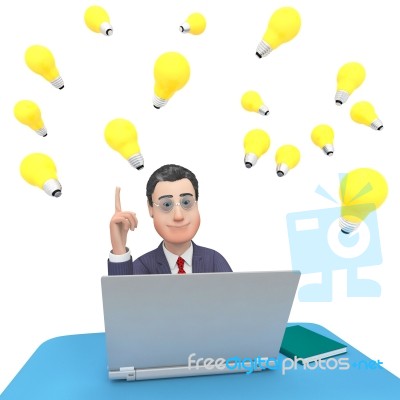 Laptop Character Shows World Wide Web And Businessman 3d Renderi… Stock Image