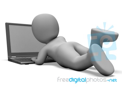 Laptop Computer Shows Browsing Web Online Stock Image